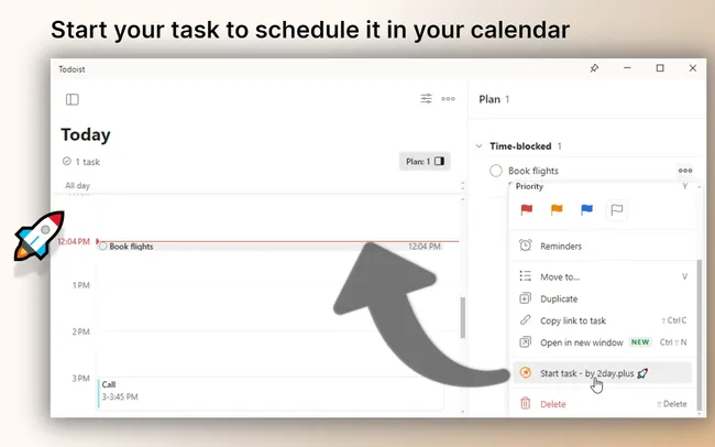 Start your task to schedule it in your calendar