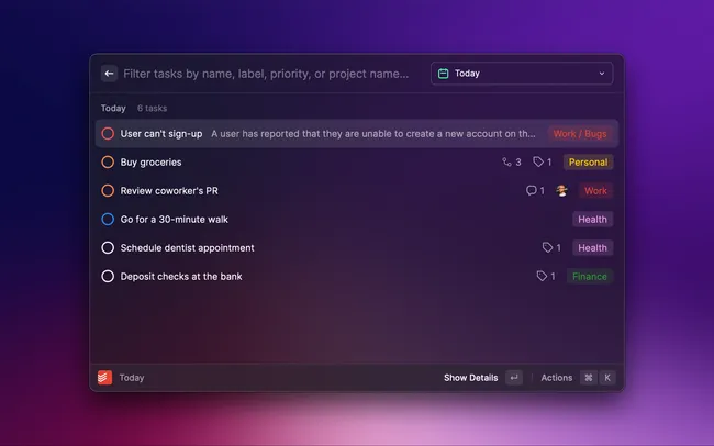 Raycast today's tasks