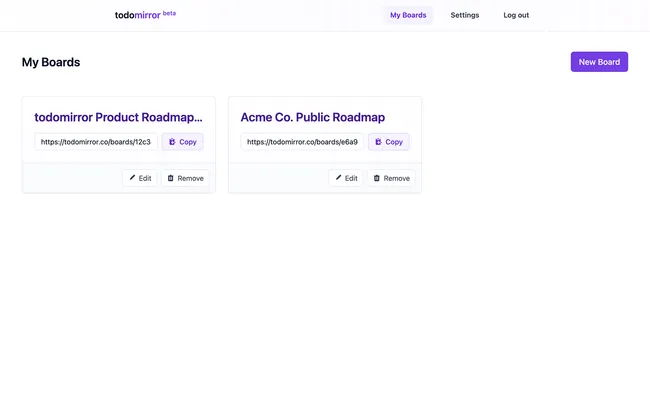 Revoke, regenerate, or embed your board anytime to decide exactly who sees it and where.