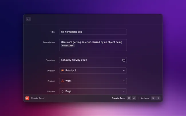 Crea tareas de Raycast