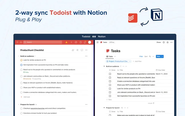 2-way sync Todoist with Notion