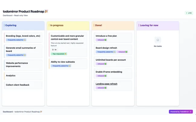 Give viewers a real-time window into your progress through a clean, professional interface