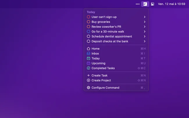Raycast menu bar command