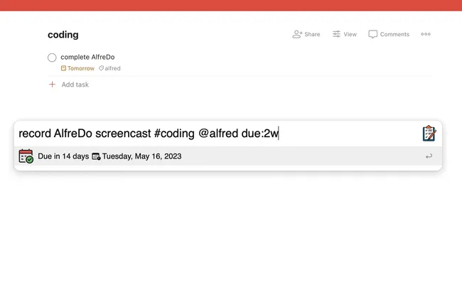 Create task with AlfreDo