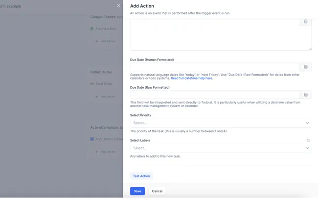 Automatically customize task details in Todoist