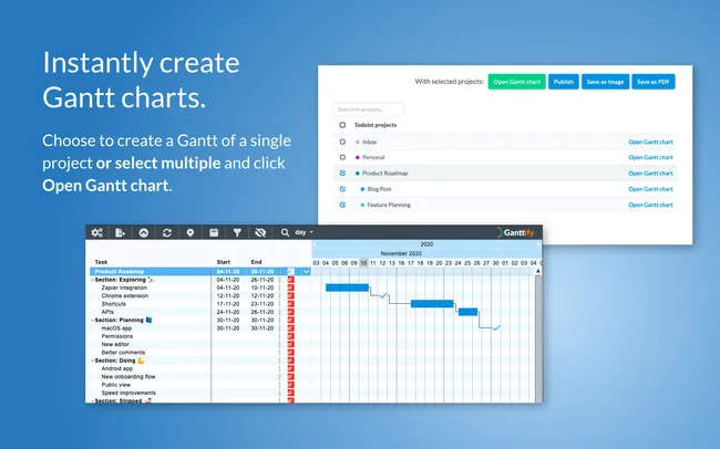 Instantly create Gantt Charts