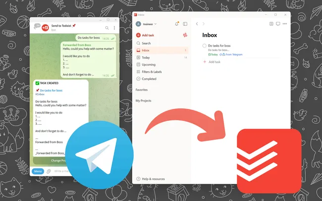 Instantly turn your Telegram messages into Todoist tasks