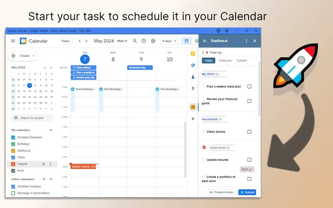Schedule and manage tasks directly from your calendar