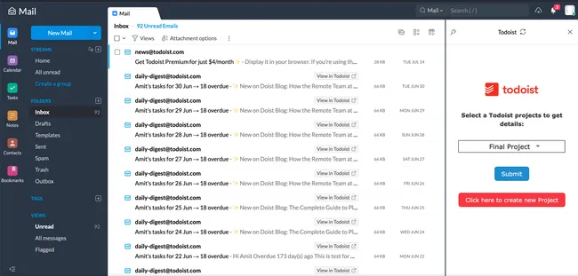 Todoist ZohoMail 3