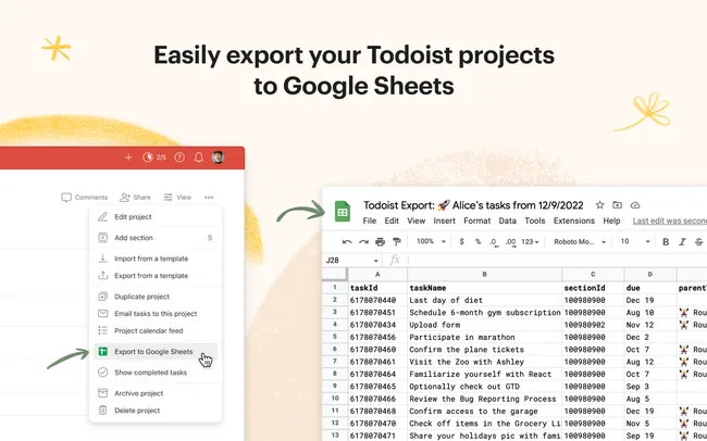Export to Google Sheets