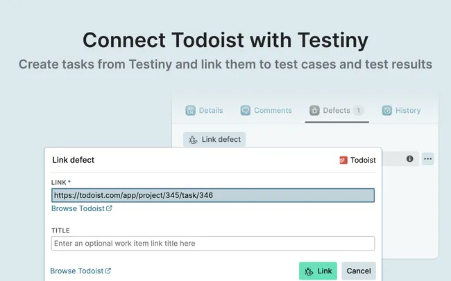 Connect Todoist with Testiny
