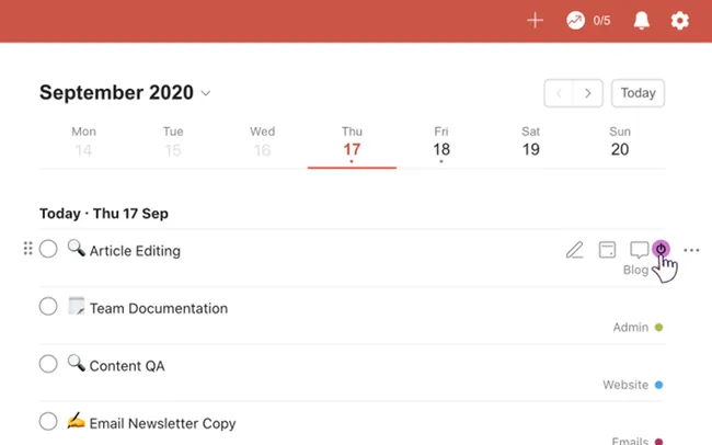 Hover for icon to appear